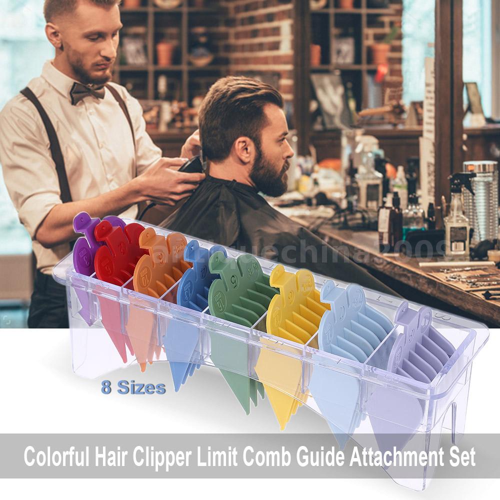 Details About Pro 8 Sizes Electric Hair Clipper Limit Comb Haircut Guide Attachment Comb Set